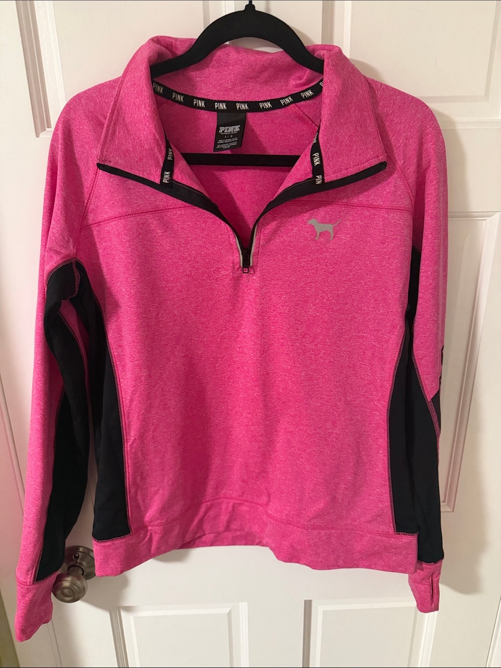 VS PINK Ultimate Half-Zip Colorblock Athletic
Pullover Sweatshirt - Pink/Black L